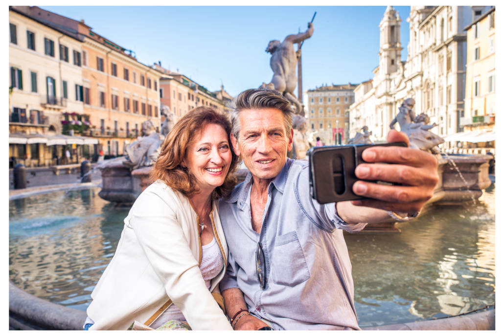 couple taking a selfie in rome